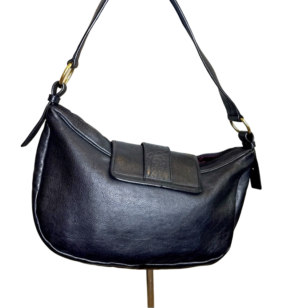 Yves Saint Laurent Rive Gauche Hobo Shoulder Bag Black Leather Large - Picture 6 of 13